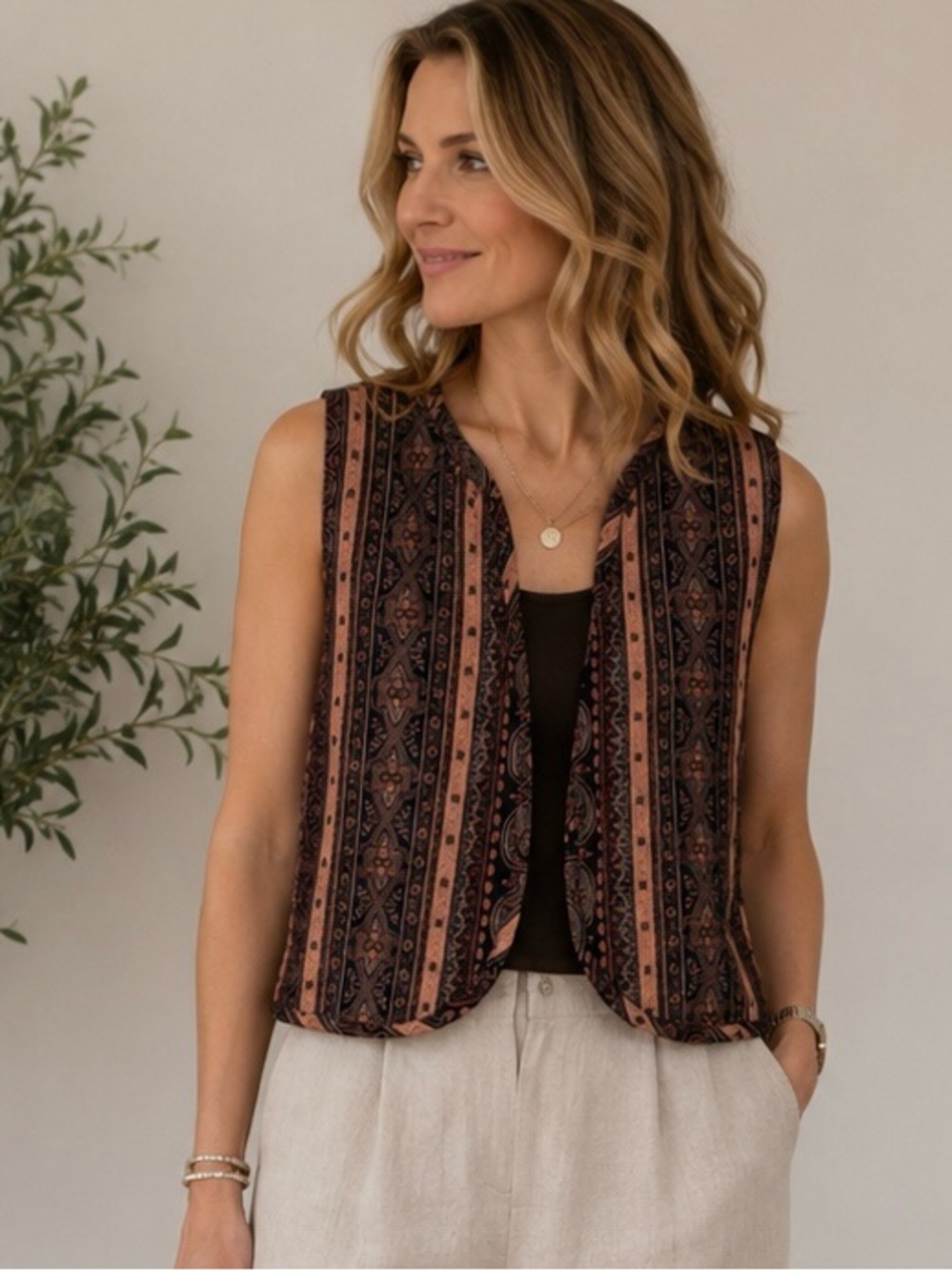 Reversible Bohemian Cropped Quilted Vest